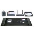 Black 8-Piece Crocodile Embossed Leather Desk Set